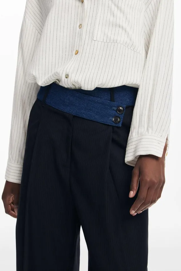 Pants Women Desigual Tailored Combined Trousers Blue