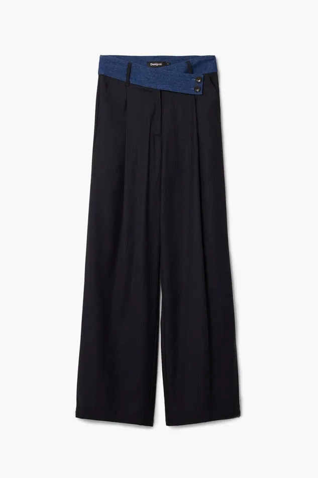 Pants Women Desigual Tailored Combined Trousers Blue