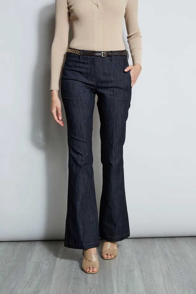 Pants Women Elie Tahari Denim Fit and Flare Pant INDIGO