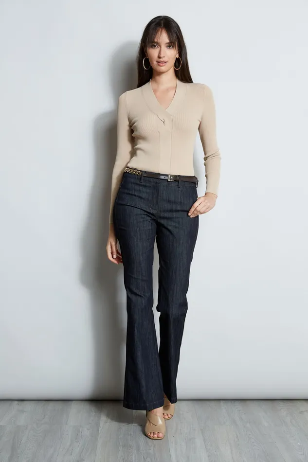 Pants Women Elie Tahari Denim Fit and Flare Pant INDIGO