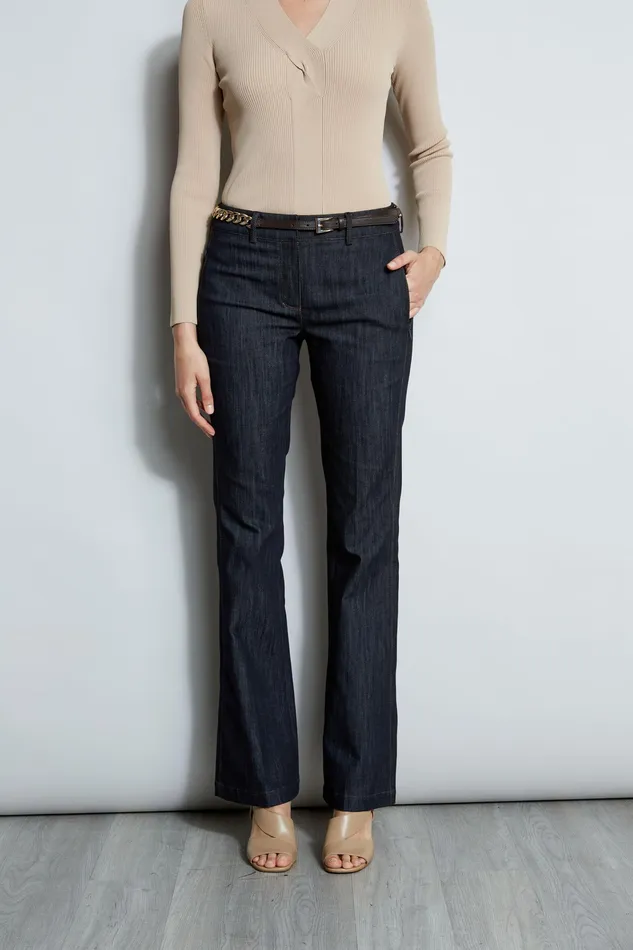 Pants Women Elie Tahari Denim Fit and Flare Pant INDIGO