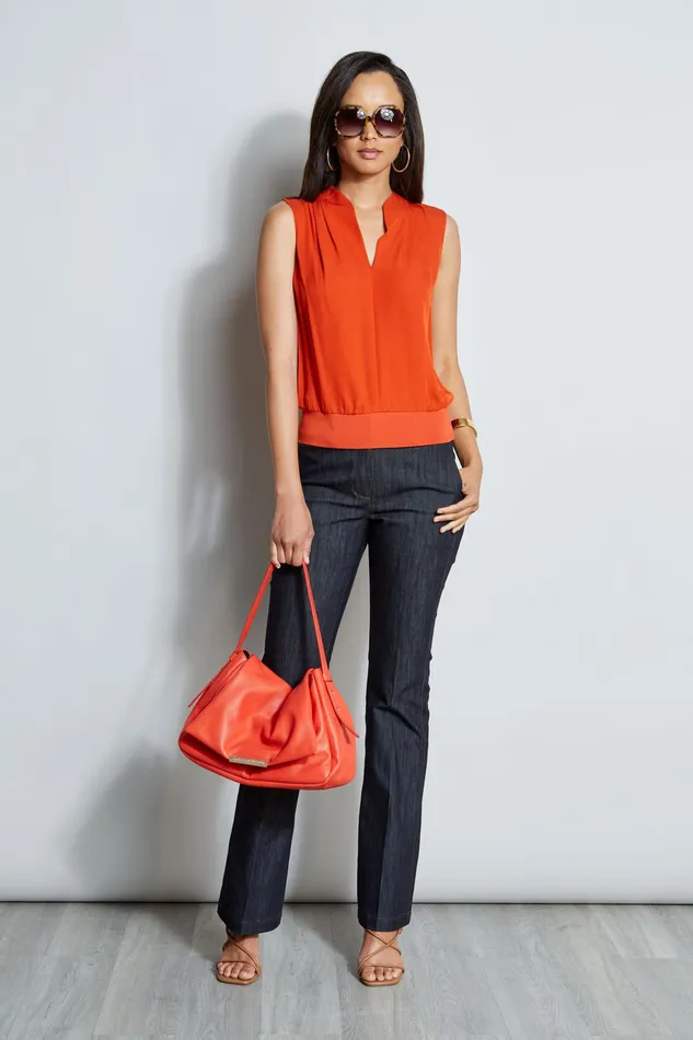 Pants Women Elie Tahari Denim Fit and Flare Pant INDIGO