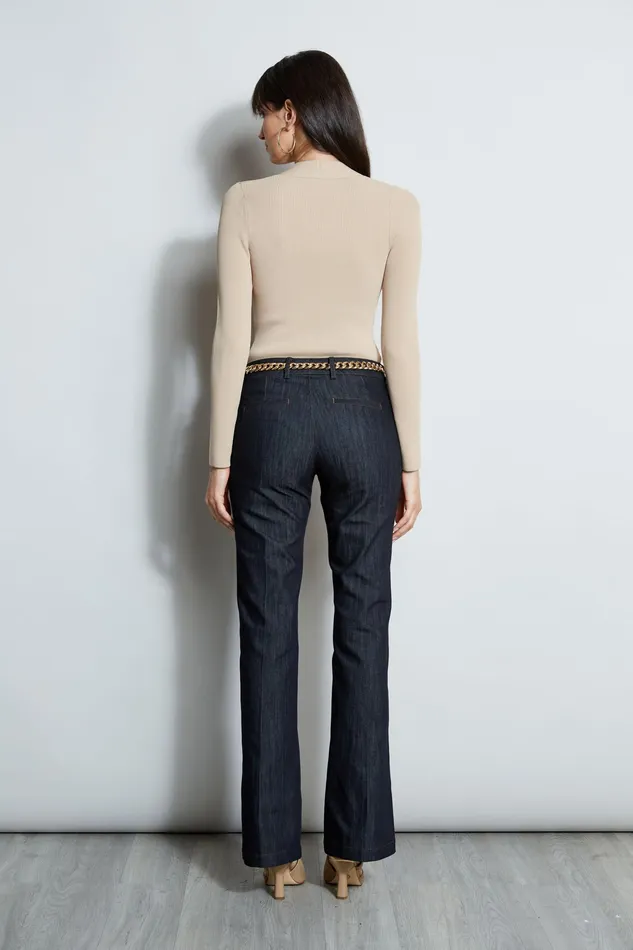 Pants Women Elie Tahari Denim Fit and Flare Pant INDIGO