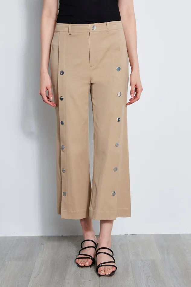 Pants Women Elie Tahari Stretch Twill Snap Pant RATTAN