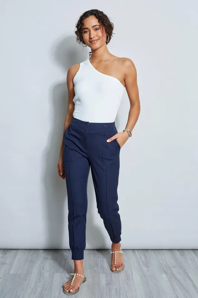 Pants Women Elie Tahari Stretch Twill Utility Pant NAVY YARD