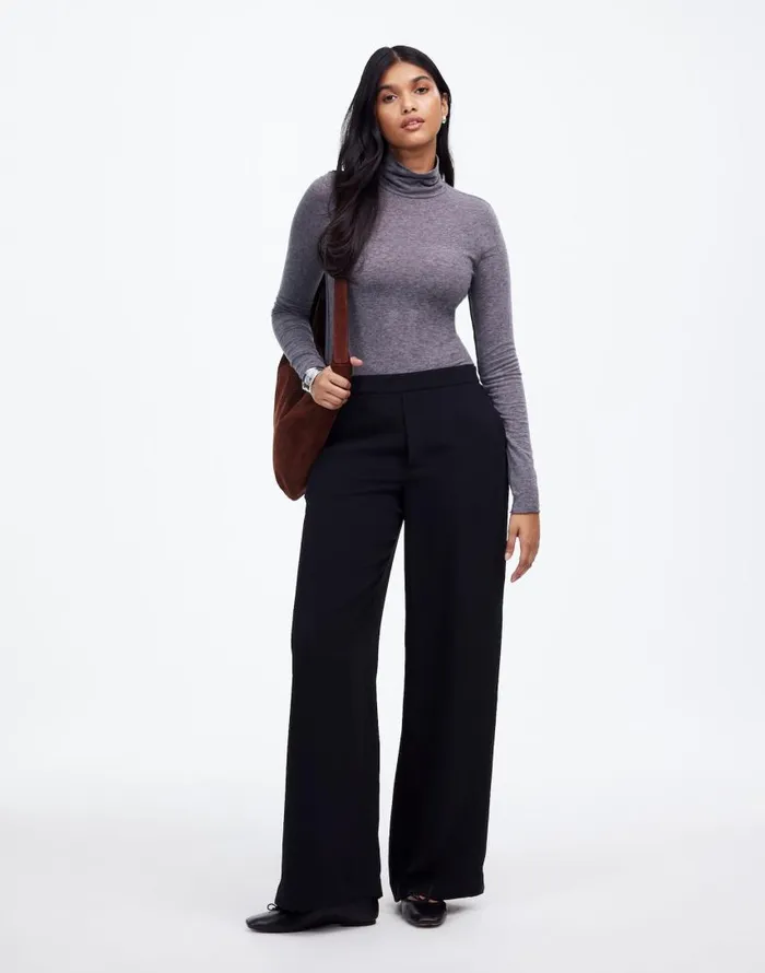 Pants Women Madewell PullOn Straight Pants In Crepe True Black