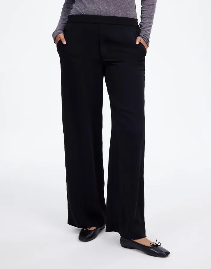 Pants Women Madewell PullOn Straight Pants In Crepe True Black