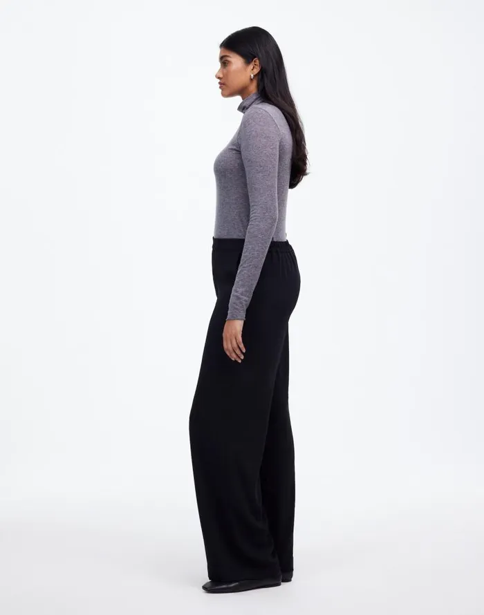 Pants Women Madewell PullOn Straight Pants In Crepe True Black