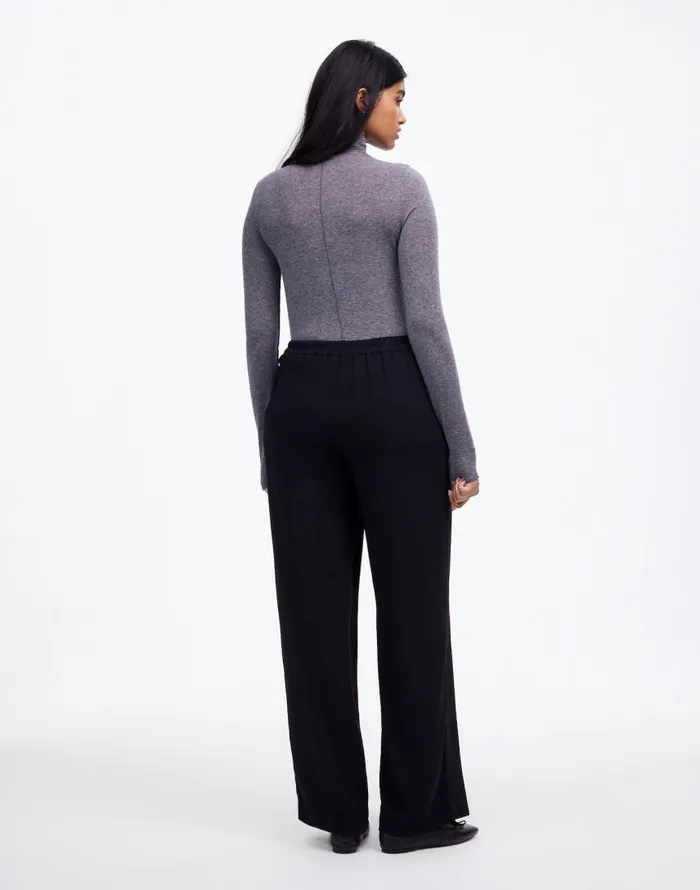 Pants Women Madewell PullOn Straight Pants In Crepe True Black
