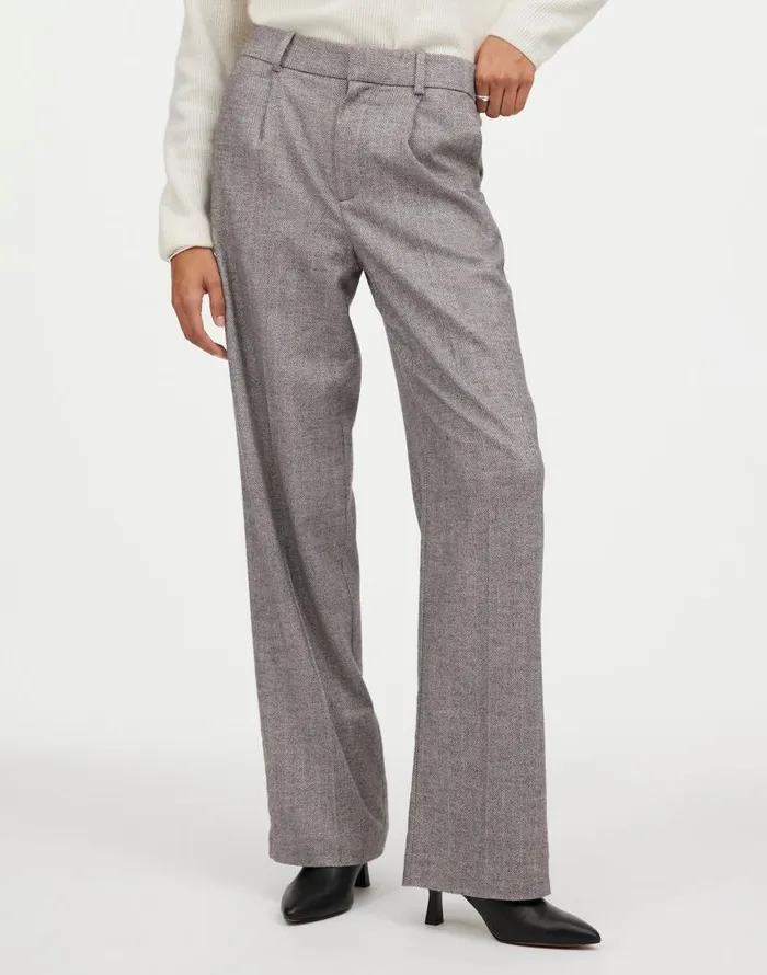 Pants Women Madewell Slouchy Straight Pants In Herringbone Italian Fabric Slate Grey Herringbone