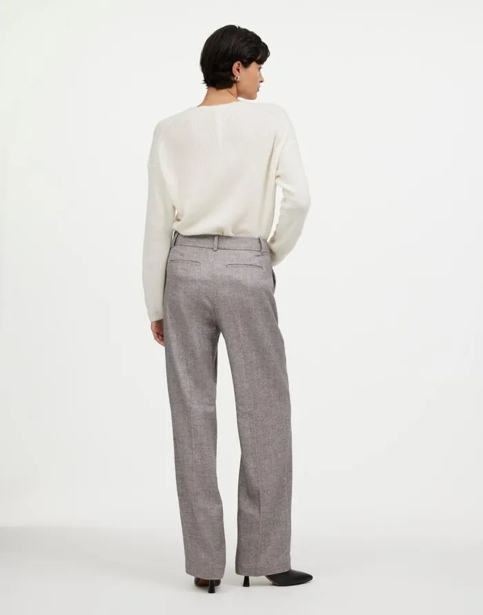 Pants Women Madewell Slouchy Straight Pants In Herringbone Italian Fabric Slate Grey Herringbone