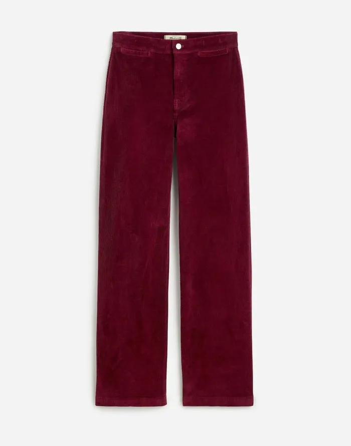 Pants Women Madewell The Emmett WideLeg Pant In Corduroy Welt Pocket Edition Bordeaux