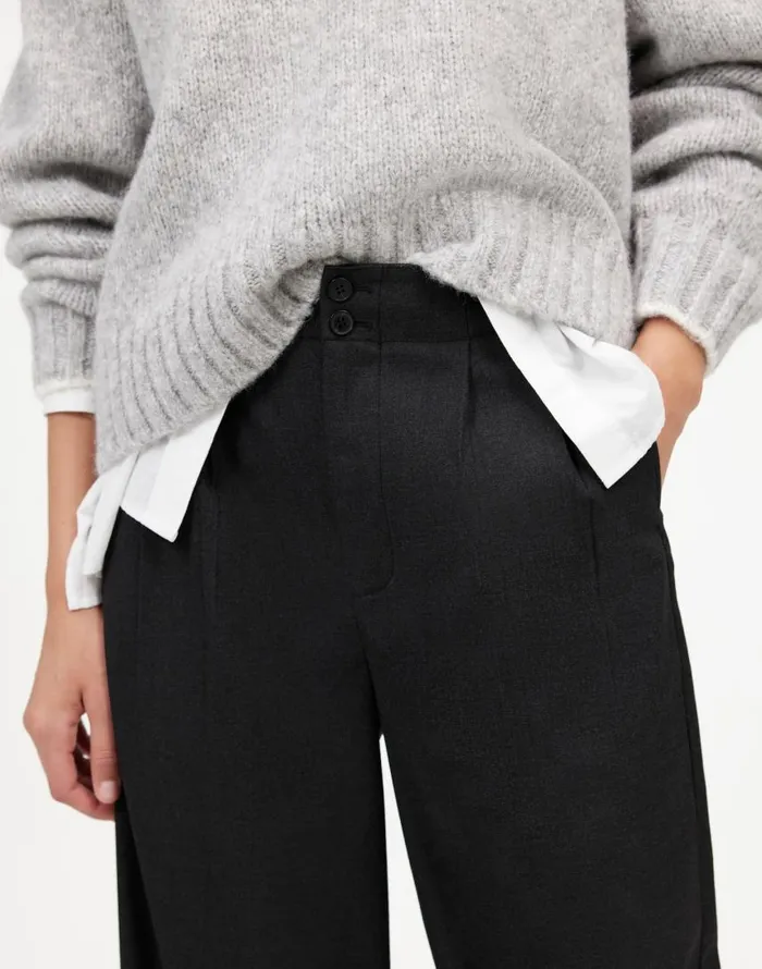 Pants Women Madewell The Harlow WideLeg Pant In Flannel Dark Grey