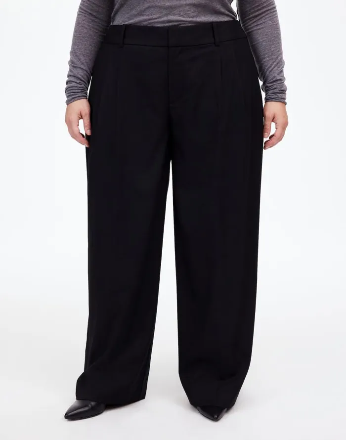 Pants Women Madewell The Plus Harlow SuperwideLeg Trouser In Flannel Black