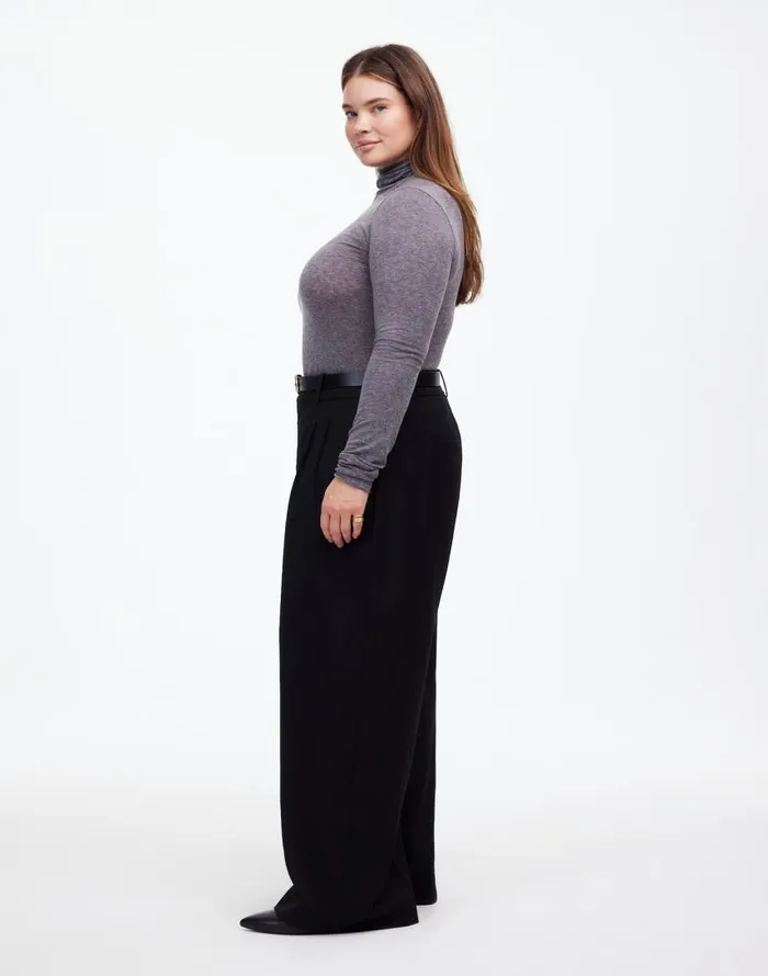 Pants Women Madewell The Plus Harlow SuperwideLeg Trouser In Flannel Black