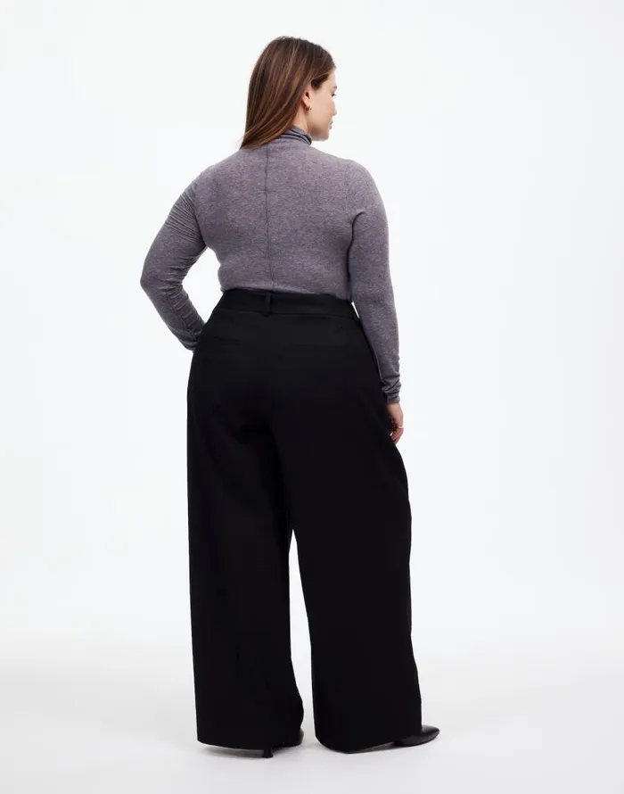 Pants Women Madewell The Plus Harlow SuperwideLeg Trouser In Flannel Black