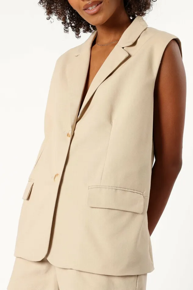 Petal and Pup Cora Vest Taupe Women Matching Sets