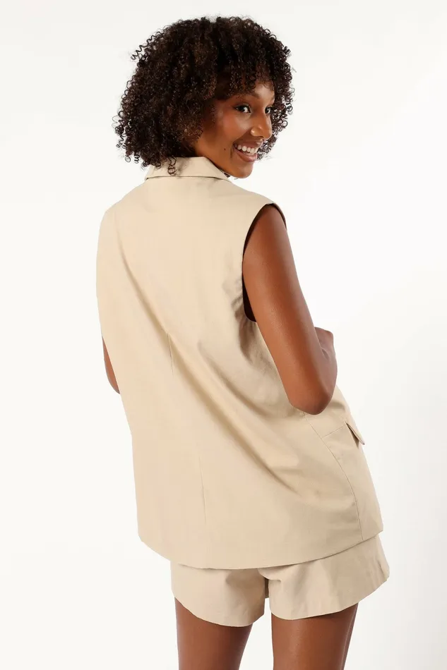 Petal and Pup Cora Vest Taupe Women Matching Sets