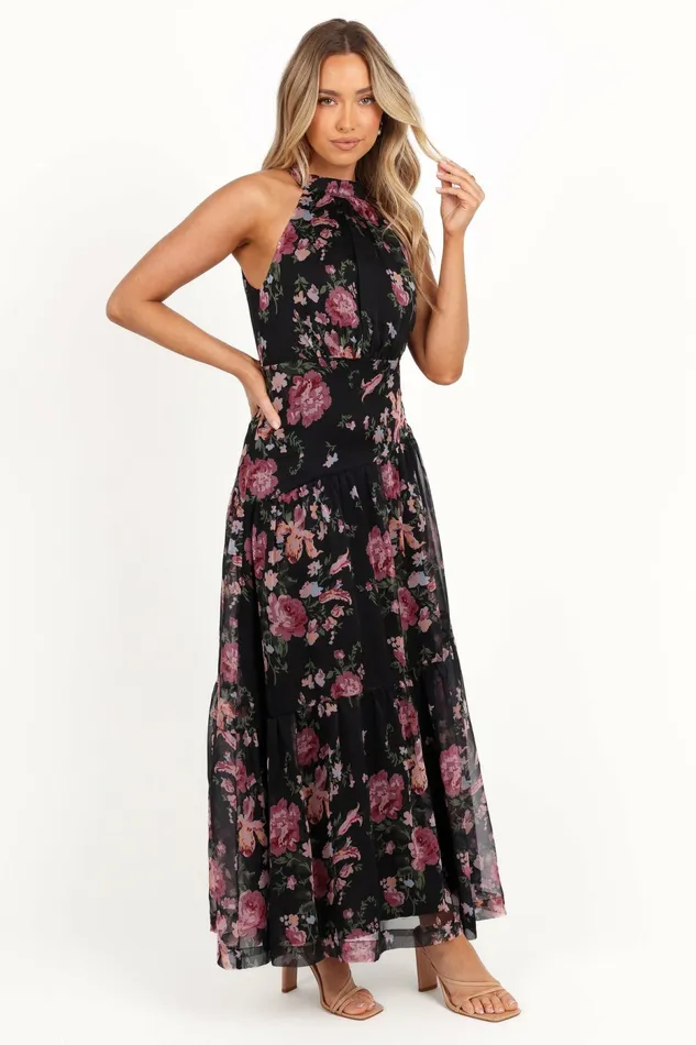 Petal and Pup Eden Maxi Dress Black Floral Women Winter Dresses