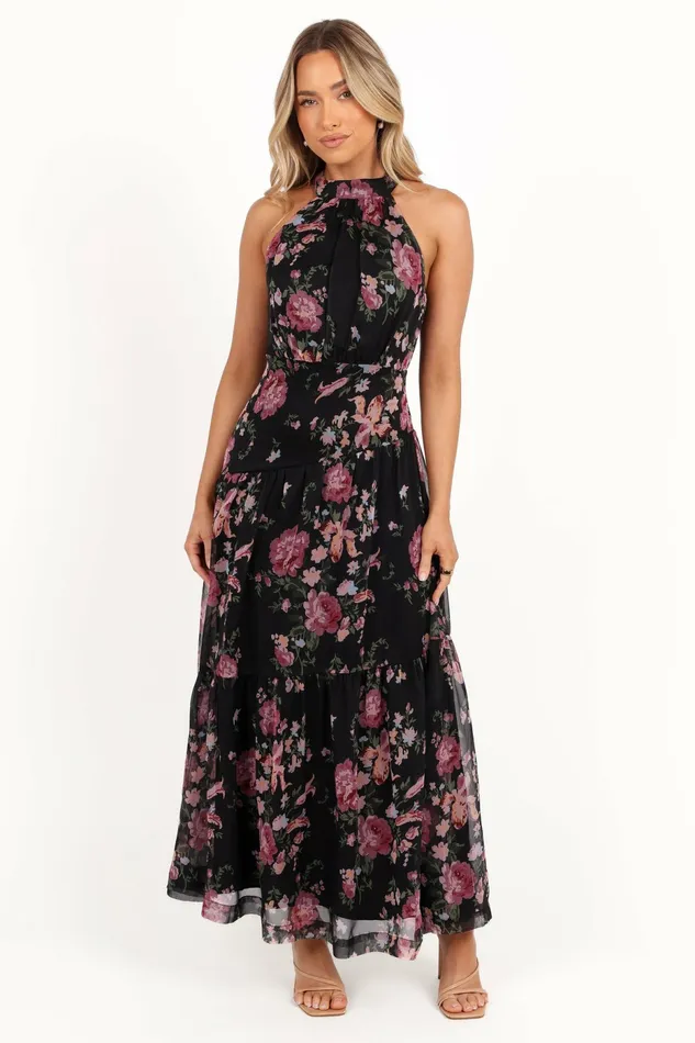 Petal and Pup Eden Maxi Dress Black Floral Women Winter Dresses