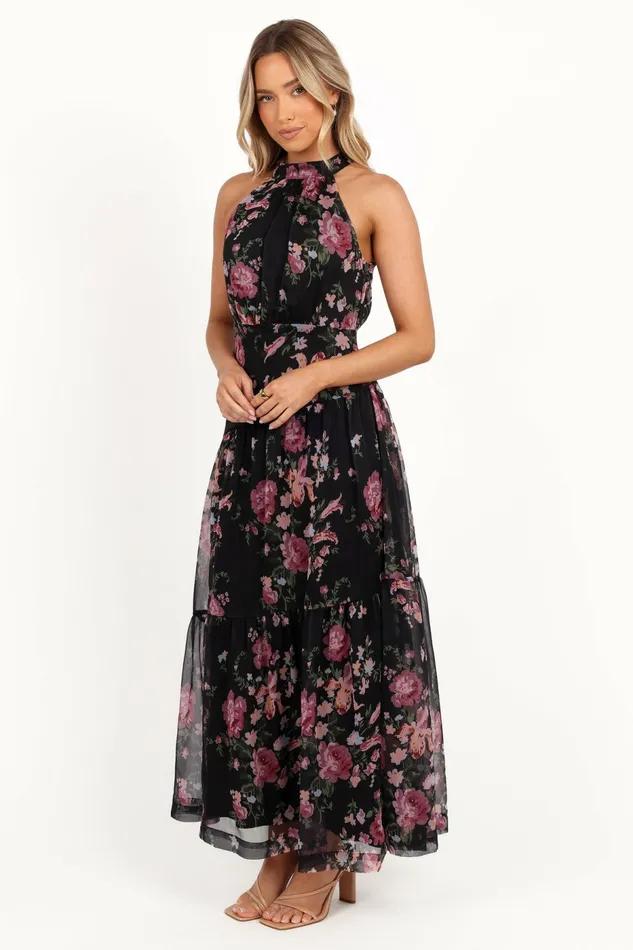 Petal and Pup Eden Maxi Dress Black Floral Women Winter Dresses