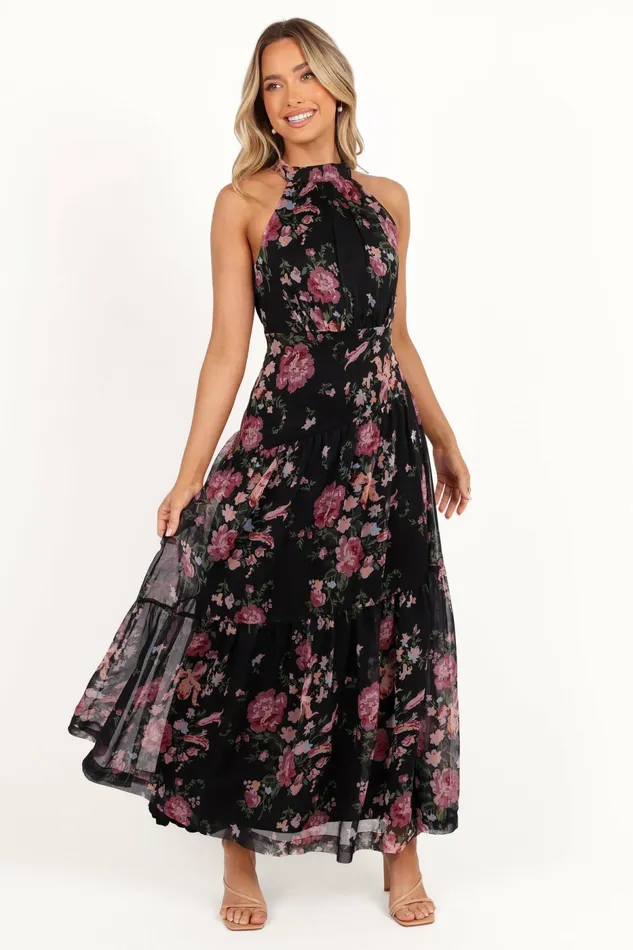 Petal and Pup Eden Maxi Dress Black Floral Women Winter Dresses