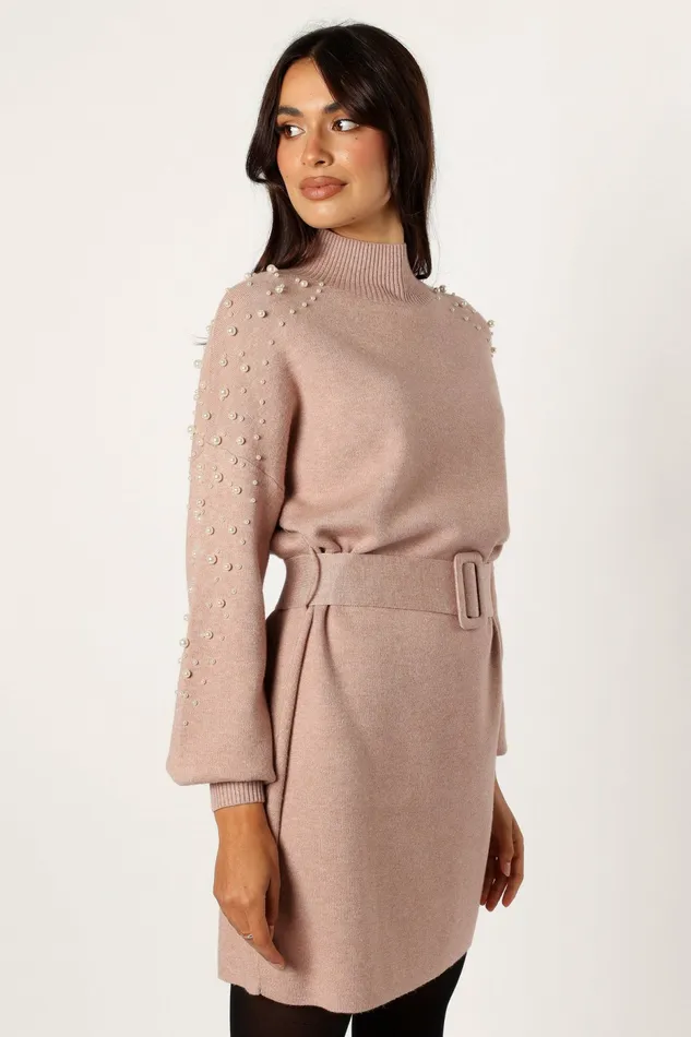 Petal and Pup Event Dresses Women Maeve Long Sleeve Mini Dress Mocha