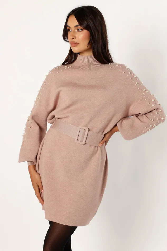 Petal and Pup Event Dresses Women Maeve Long Sleeve Mini Dress Mocha