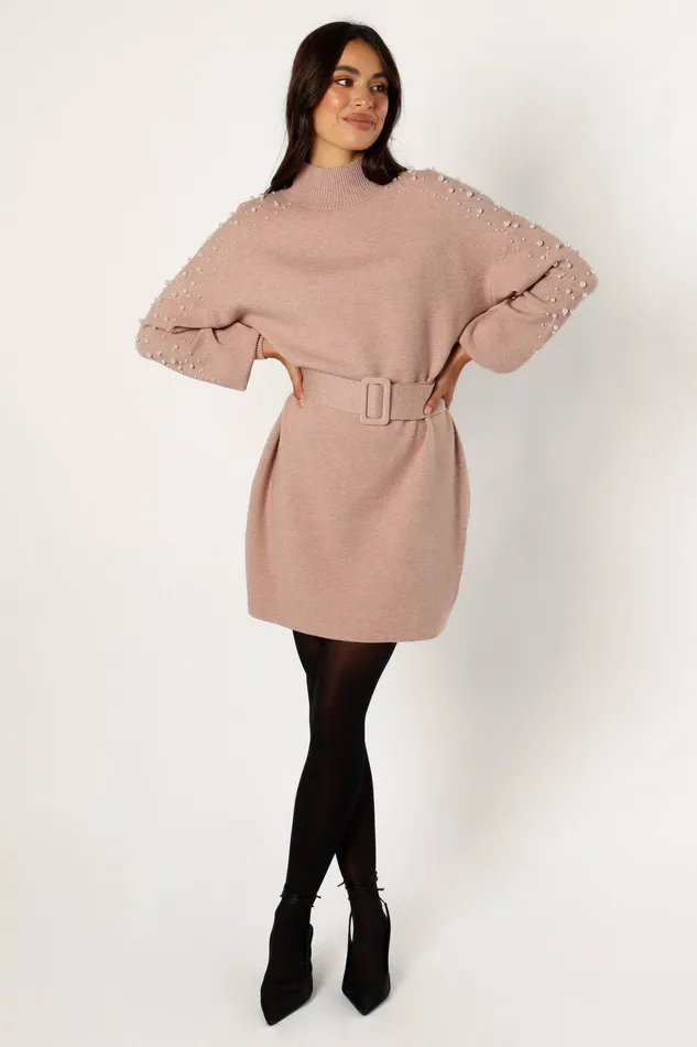 Petal and Pup Event Dresses Women Maeve Long Sleeve Mini Dress Mocha