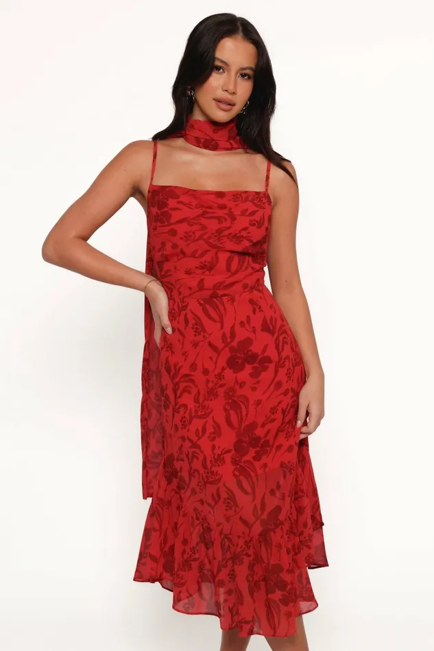 Petal and Pup Fall Dresses Women Francesca Midi Dress Red Floral