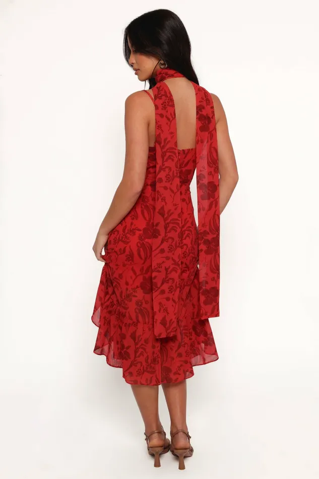 Petal and Pup Fall Dresses Women Francesca Midi Dress Red Floral