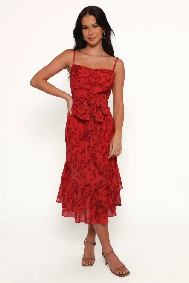 Petal and Pup Fall Dresses Women Francesca Midi Dress Red Floral