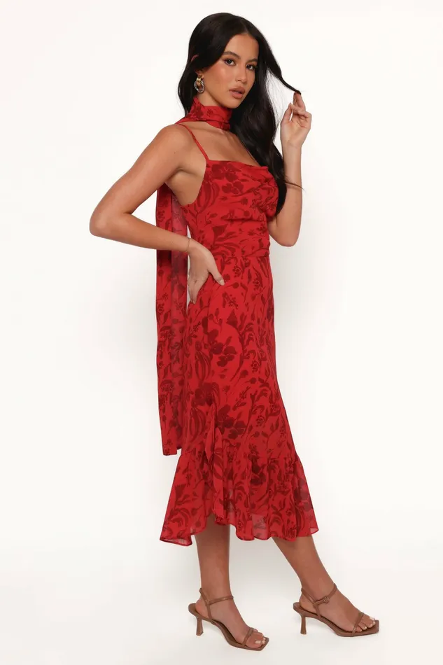 Petal and Pup Fall Dresses Women Francesca Midi Dress Red Floral