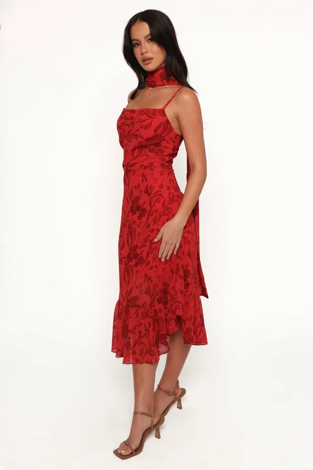 Petal and Pup Fall Dresses Women Francesca Midi Dress Red Floral
