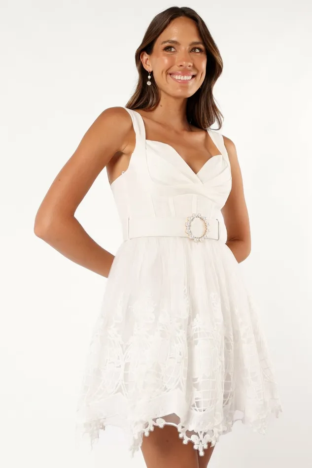 Petal and Pup Glebe Mini Dress White Women Linen Dresses