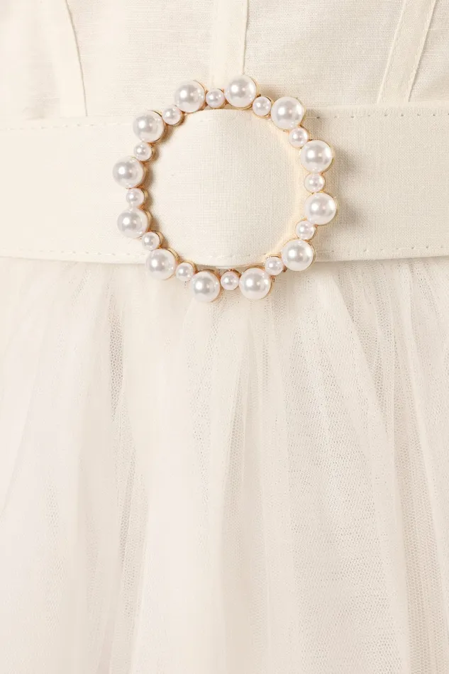 Petal and Pup Glebe Mini Dress White Women Linen Dresses