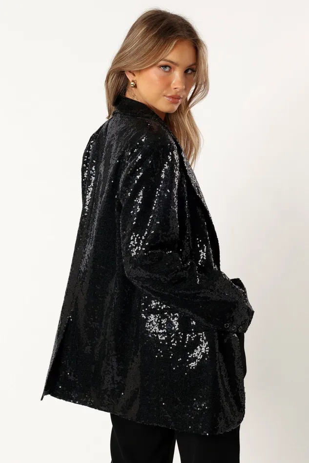 Petal and Pup Jackets and Coats Women Delaney Sequin Blazer Black