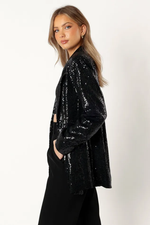 Petal and Pup Jackets and Coats Women Delaney Sequin Blazer Black