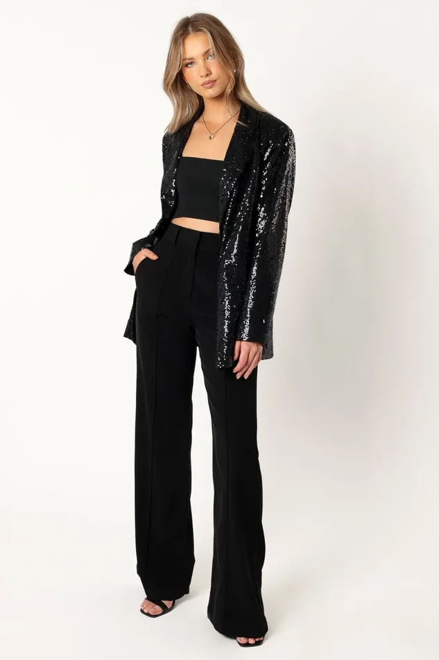 Petal and Pup Jackets and Coats Women Delaney Sequin Blazer Black