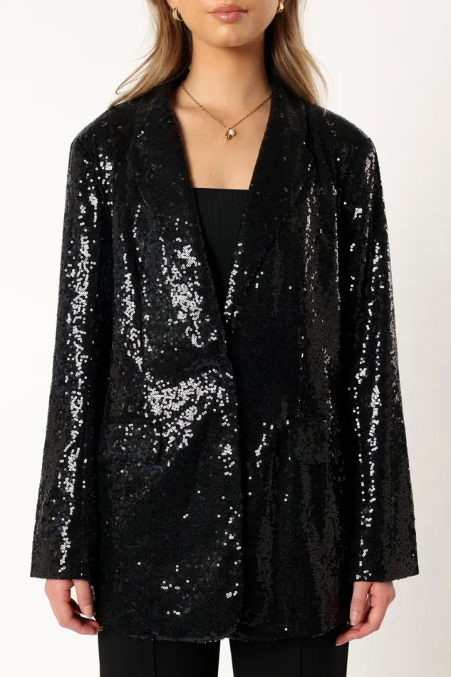 Petal and Pup Jackets and Coats Women Delaney Sequin Blazer Black