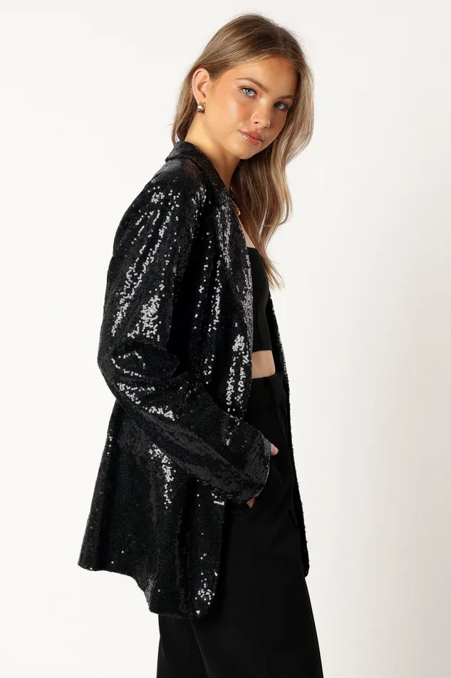 Petal and Pup Jackets and Coats Women Delaney Sequin Blazer Black