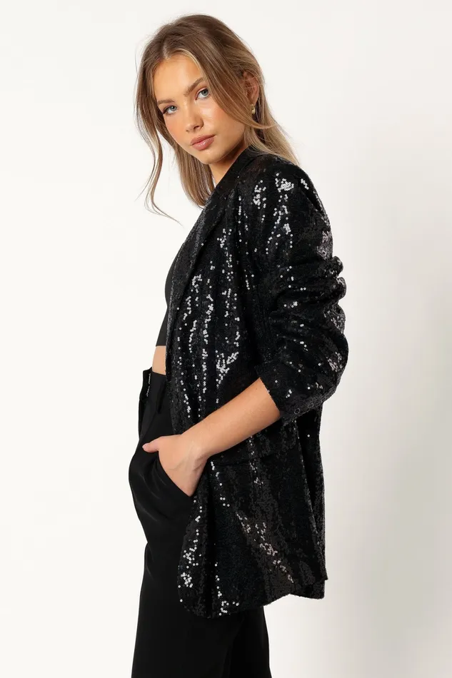 Petal and Pup Jackets and Coats Women Delaney Sequin Blazer Black