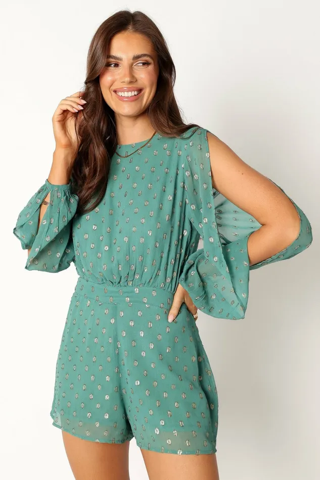 Petal and Pup Karma Romper Teal Women Jumpsuits and Rompers