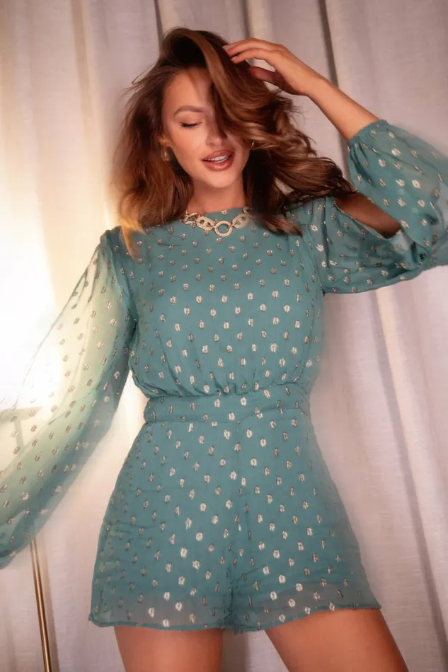 Petal and Pup Karma Romper Teal Women Jumpsuits and Rompers