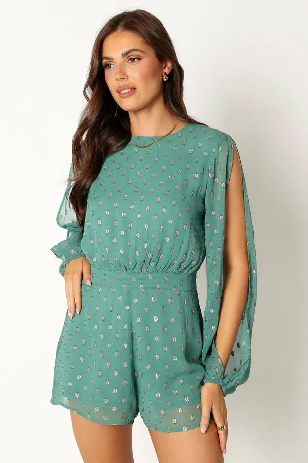 Petal and Pup Karma Romper Teal Women Jumpsuits and Rompers