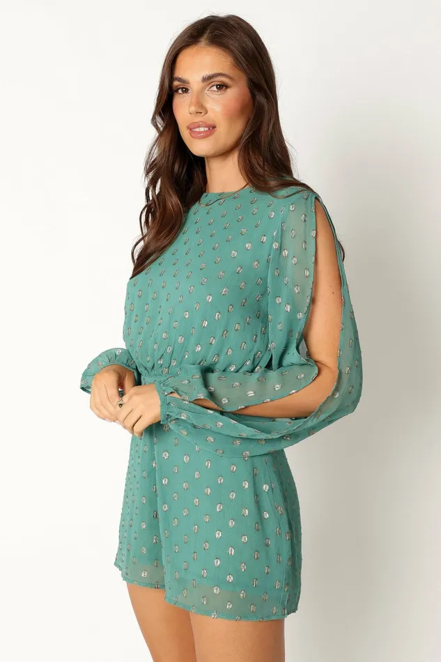 Petal and Pup Karma Romper Teal Women Jumpsuits and Rompers