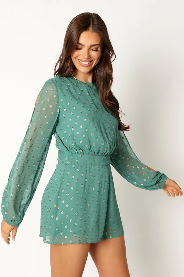 Petal and Pup Karma Romper Teal Women Jumpsuits and Rompers