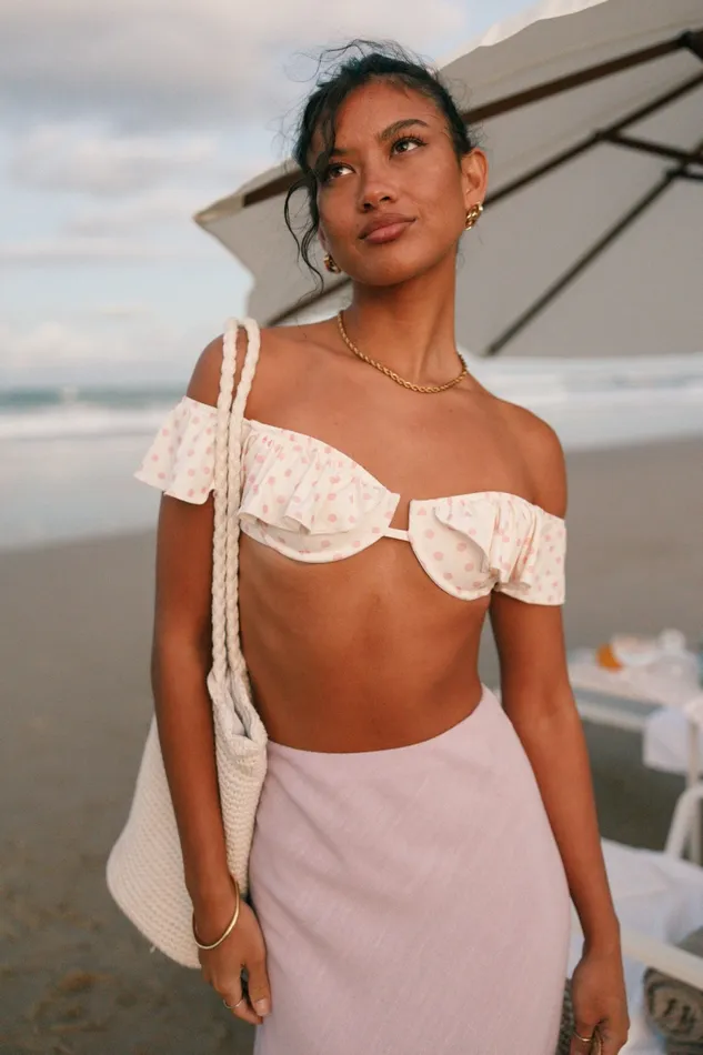 Petal and Pup Kate Top Dotted Pink Women Swim
