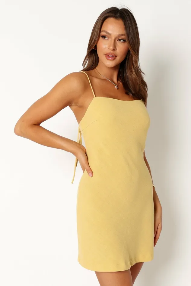 Petal and Pup Linen Dresses Women Sawyer Mini Slip Dress Lemon