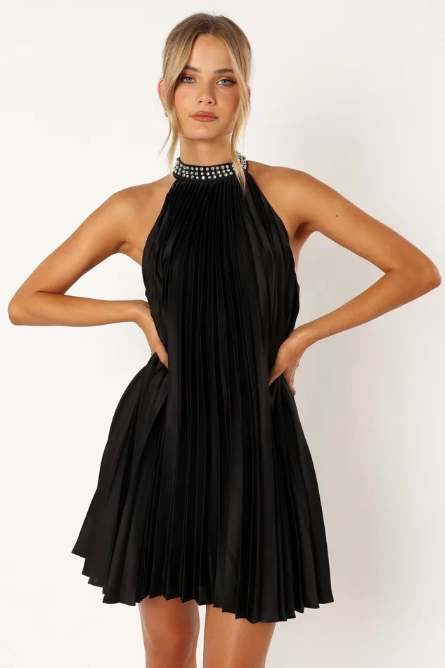 Petal and Pup Lizzy Halterneck Mini Dress Black Women Event Dresses